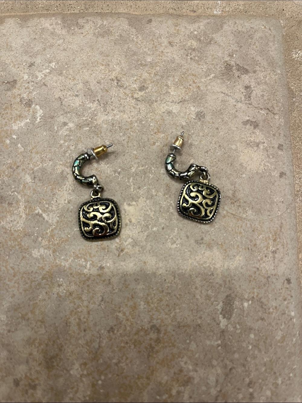 Black and Gold Dangle Earrings
